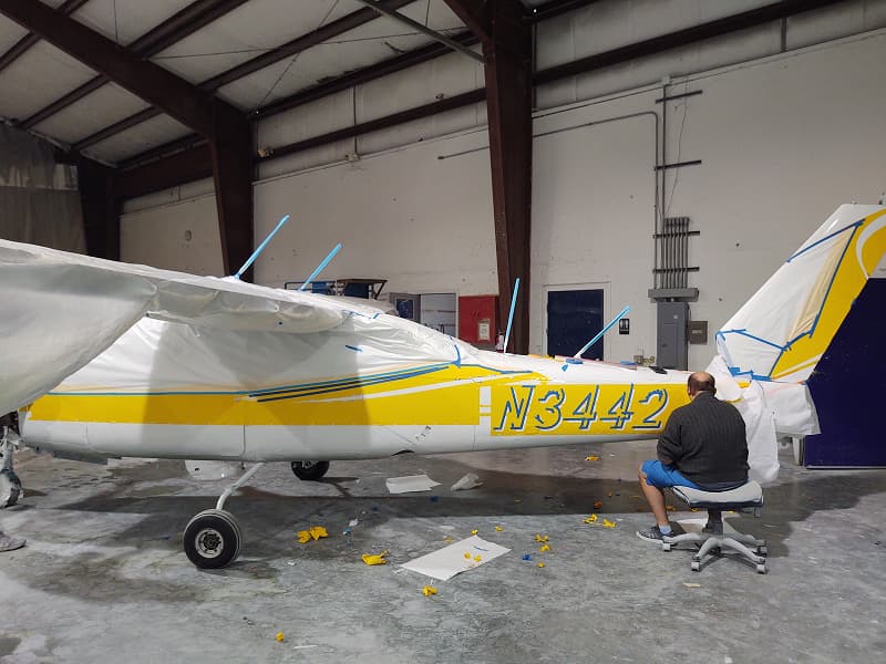 Aircraft painter at work